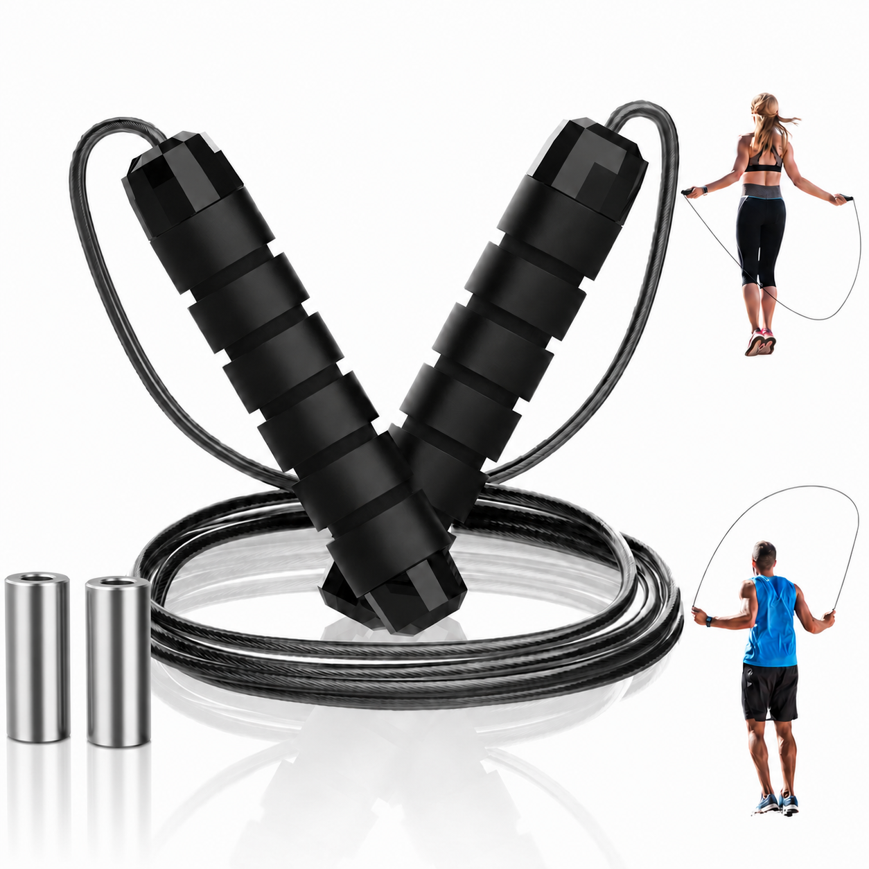 Adjustable-Pro Speed Jump Rope, Tangle-Free Skipping Rope with Ball Bearing Swivel & Ergonomic Handles for Women, Men & Kids, Home, School & Gym Workouts