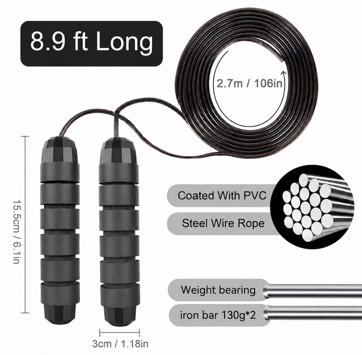 Adjustable-Pro Speed Jump Rope, Tangle-Free Skipping Rope with Ball Bearing Swivel & Ergonomic Handles for Women, Men & Kids, Home, School & Gym Workouts