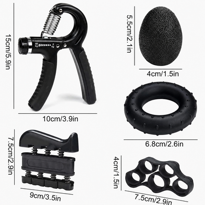 5-Piece Hand Grip Strengthener Set, Adjustable 11–132 lb Grip Trainer with Finger Exerciser, Stress Ball, Grip Ring and Hand Exerciser for Forearm, Wrist and Finger Training