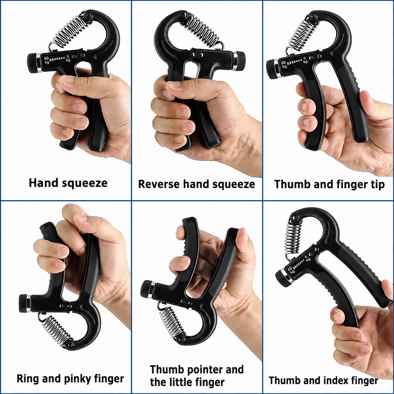 5-Piece Hand Grip Strengthener Set, Adjustable 11–132 lb Grip Trainer with Finger Exerciser, Stress Ball, Grip Ring and Hand Exerciser for Forearm, Wrist and Finger Training
