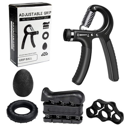 5-Piece Hand Grip Strengthener Set, Adjustable 11–132 lb Grip Trainer with Finger Exerciser, Stress Ball, Grip Ring and Hand Exerciser for Forearm, Wrist and Finger Training
